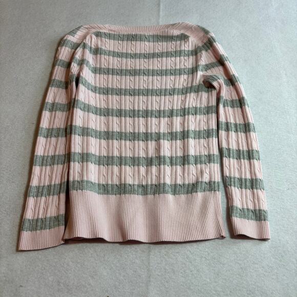 Vintage Y2K Tommy Hilfiger Cable Knit V-Neck Sweater Pink Gray Women's M - Picture 6 of 6